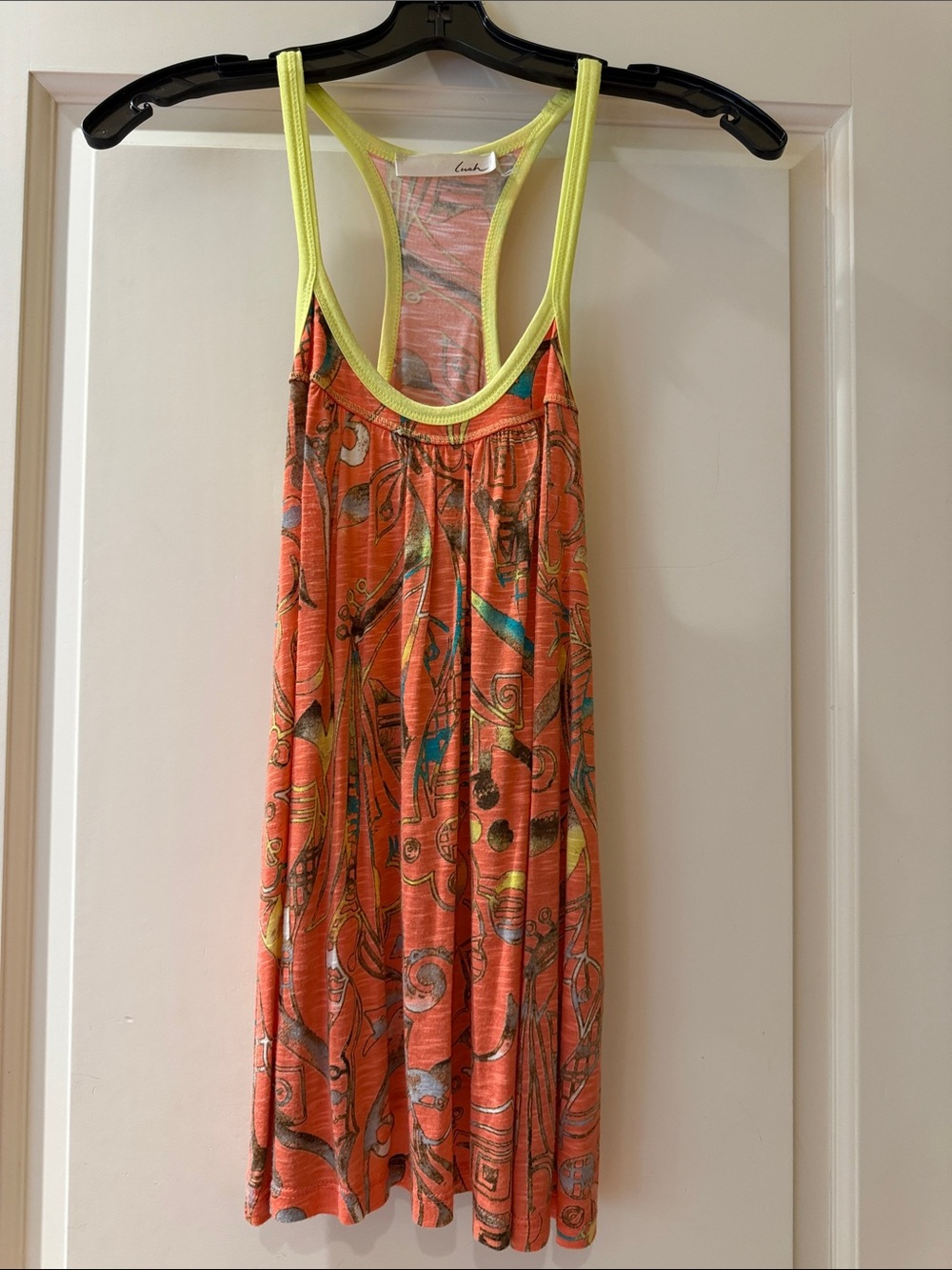 Lush Coral & Neon Yellow Racerback Tank